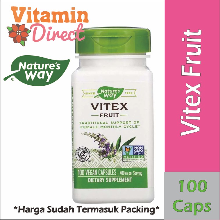 Jual Nature's Way Vitex FRUIT 400mg - 100 Vegetarian Capsules ( Non-GMO ...