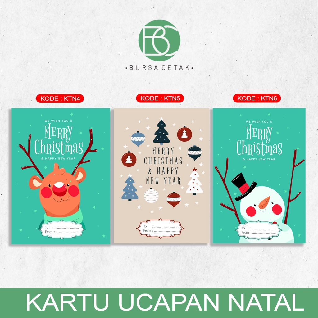 Jual Bursa Cetak Print Kartu Ucapan Natal Greeting Card Merry Christmas And Happy New Year