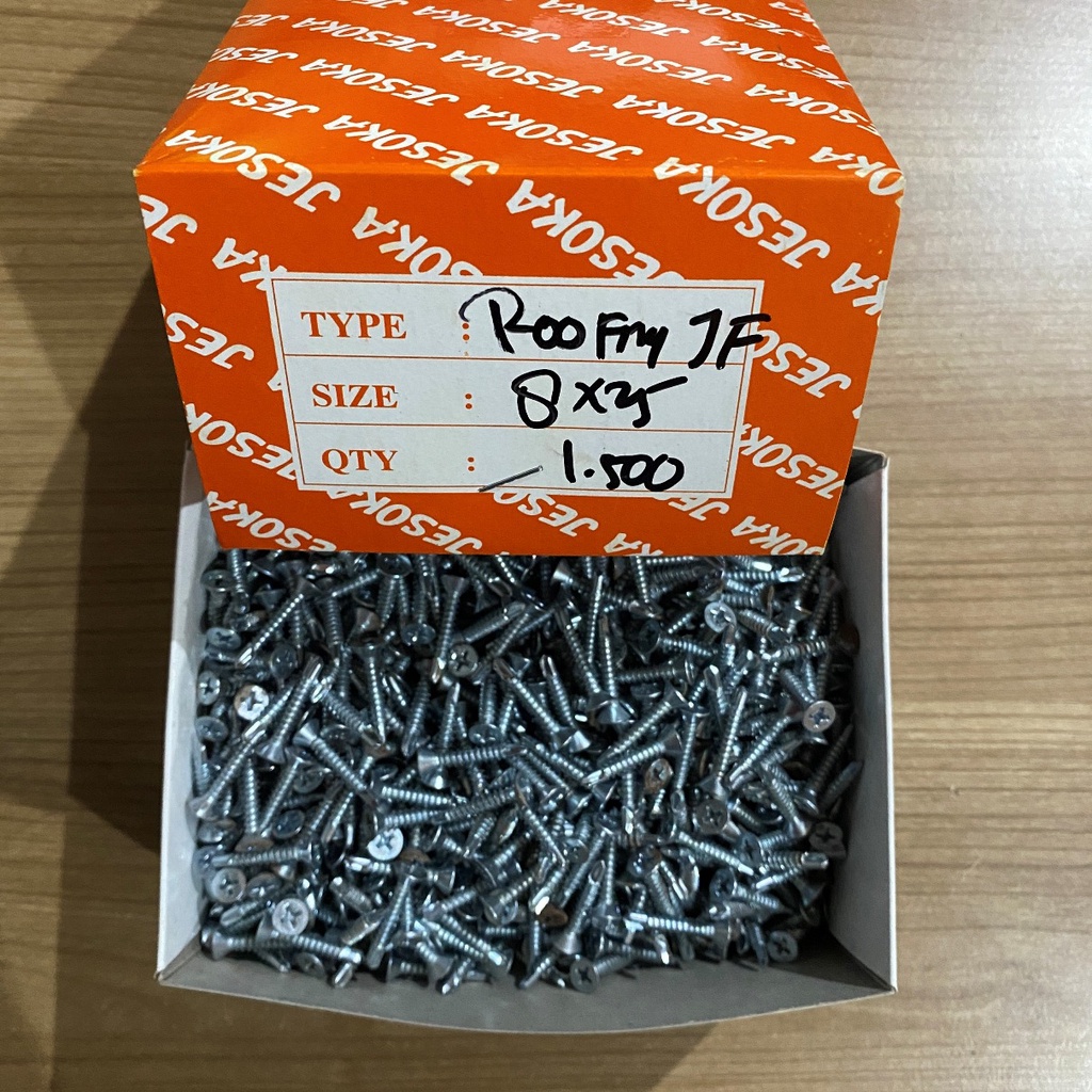 Jual Sekrup Roofing Kepala Rata Flat Head Drill Screw 8 x 1 Inch ...