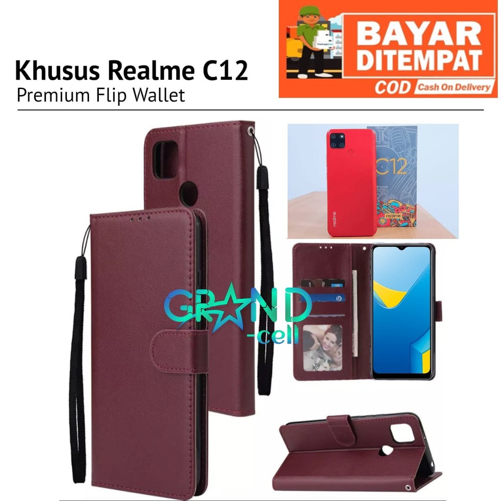 Jual Flip Wallet Realme C12 Premium Standing Leather Magnet Flip