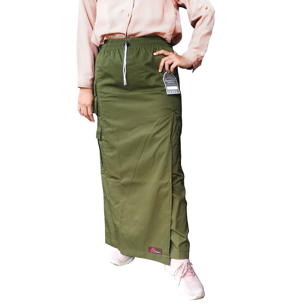 Jual ROKCELANA MUSLIMAH DEWASA GREEN ARMY HIJAU ARMY BAHAN DRILL - ROK ...