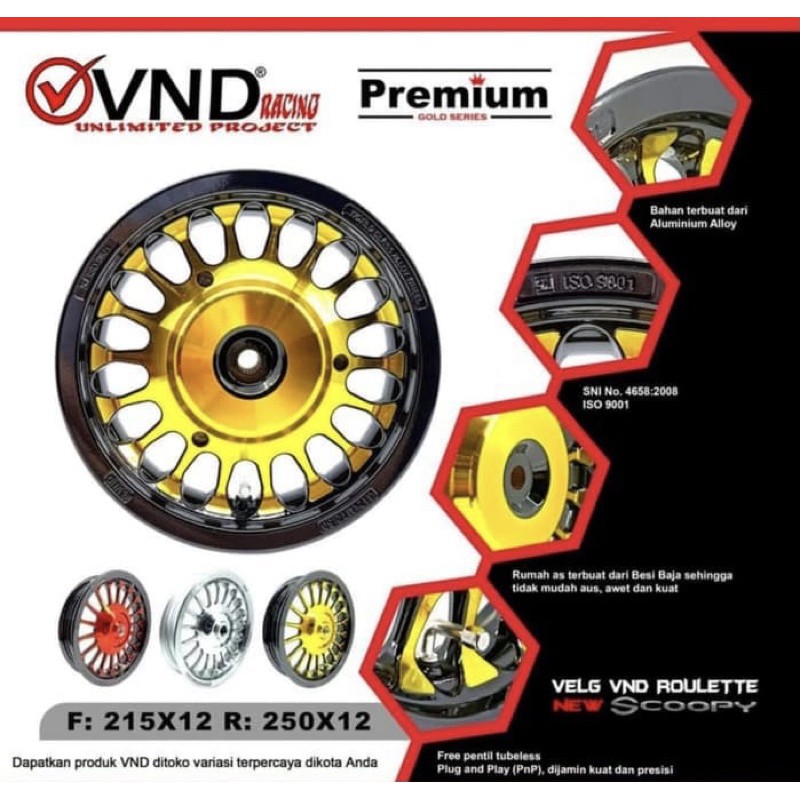 Jual VELG RACING VND ROULETE RING 12 HONDA SCOOPY / BEAT / GENIO ...