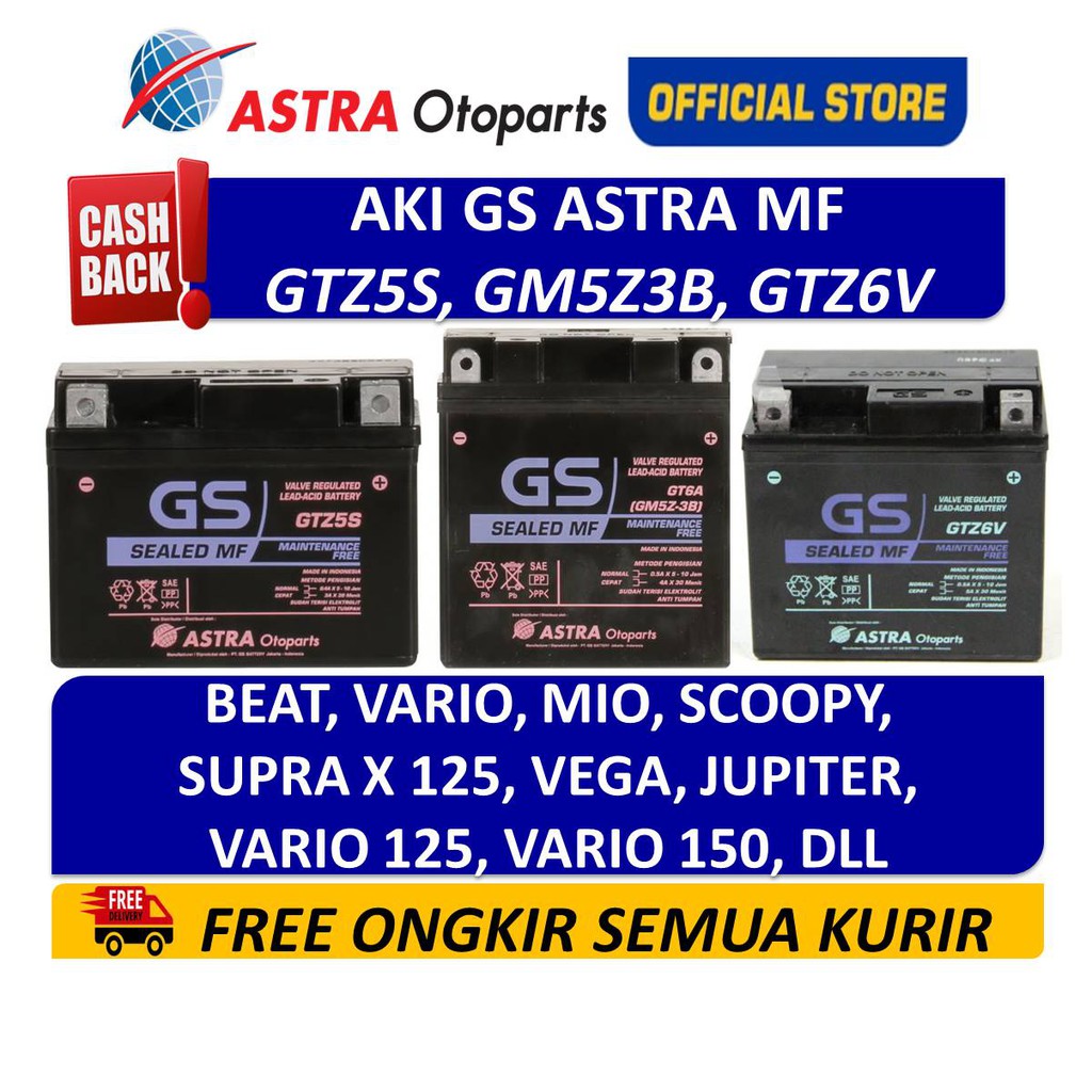 Jual Aki Motor GS ASTRA MF GTZ5S GM5Z3B GTZ6V BEAT VARIO SCOOPY MIO
