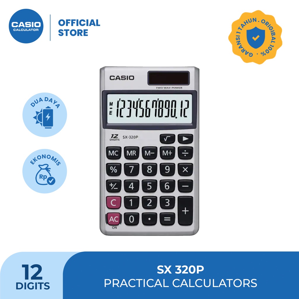 CASIO KALKULATOR SX-320P - Kalkulator Travel - 12 digit