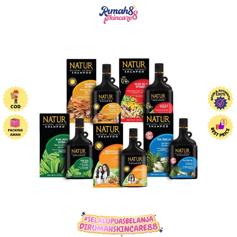 RSC 88 - NATUR Shampoo 140ml 270ml Ginseng | Moringa | Aloe vera | Olive oil | Tea Tree Oil