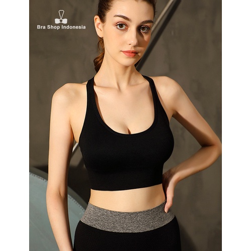 Jual Bra Sport High Compression Big Rib Black | Shopee Indonesia