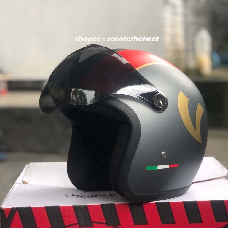 Jual helm vespa lengkap kaca klasik retro | Shopee Indonesia