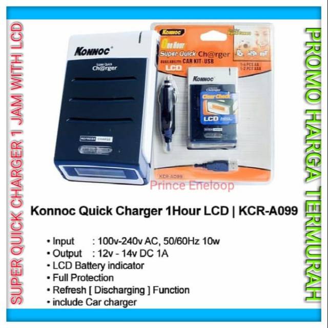 Jual KONNOC KCR A099 Super LCD Charger 1 Jam Baterai AA AAA Shopee