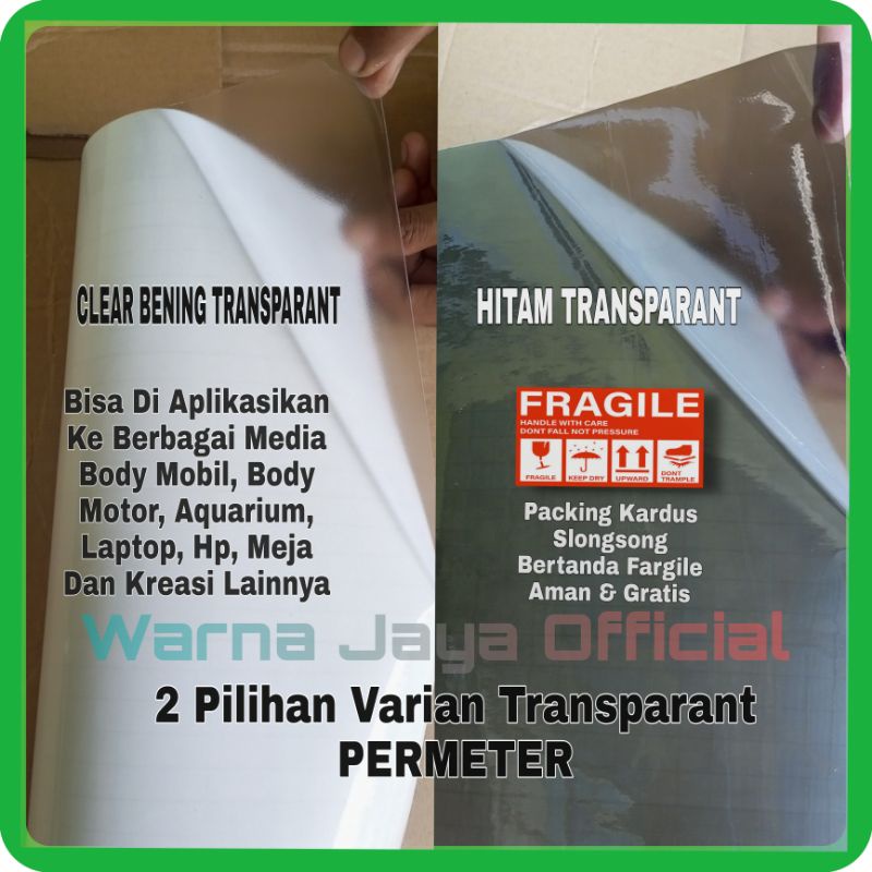 Jual Permeter 100cm Sticker Stiker Skotlet Clear Bening Hitam