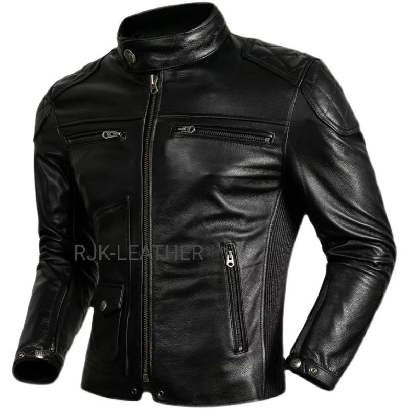 Jual JAKET KULIT PRIA ASLI DOMBA 100% ORIGINAL WARNA HITAM MODEL SPORTY