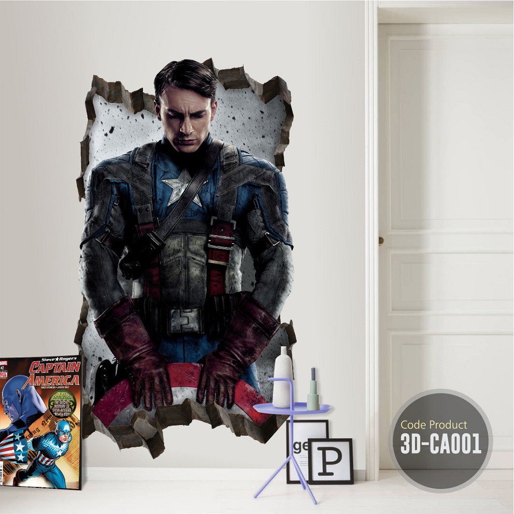 Jual Stiker Dinding 3D Super Hero Captain America - Cocok Untuk Wall ...