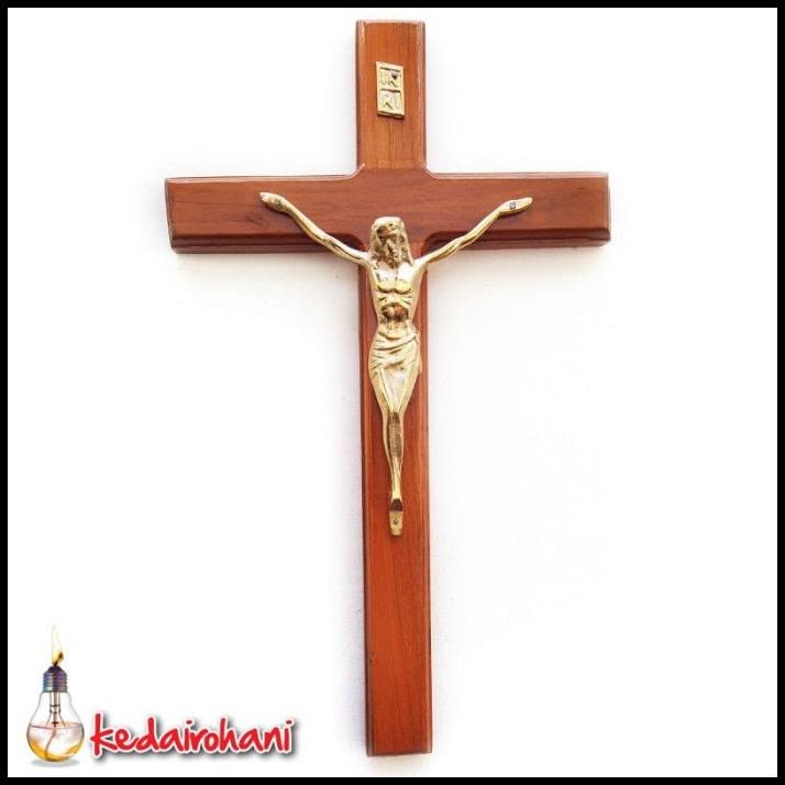 Jual Salib Dinding Gantung Kayu Courpus Patung Yesus Inri Kuningan 30 ...