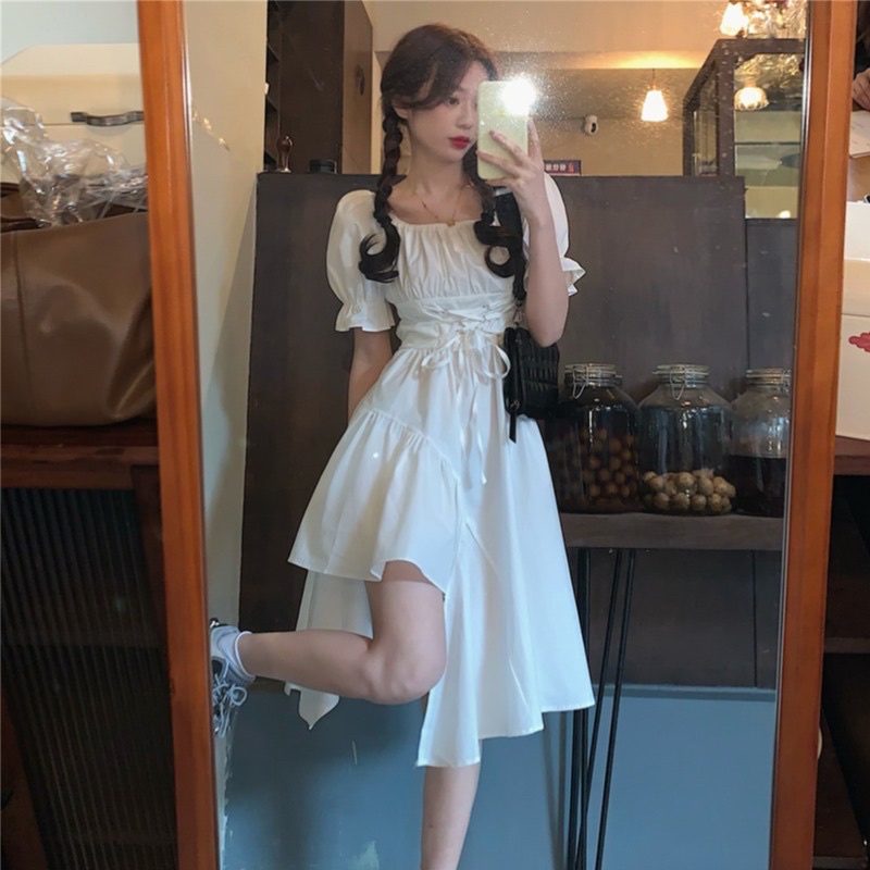 Jual Ashley Dress Korean Simple Basic Polos White Black Prewedd Dinner ...