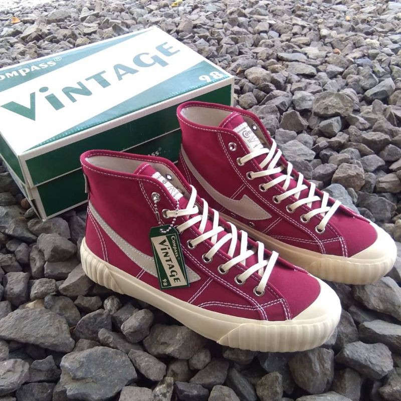 Jual Compass Vintage high maroon (salee) | Shopee Indonesia