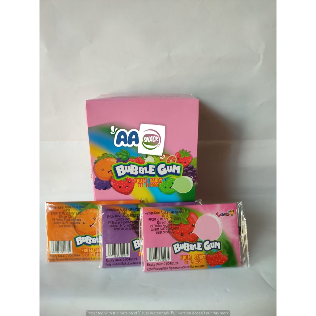 Jual BUBBLE GUM AMPLOP MIX FRUITS LUVMI ISI 30 X 12GR | Shopee Indonesia