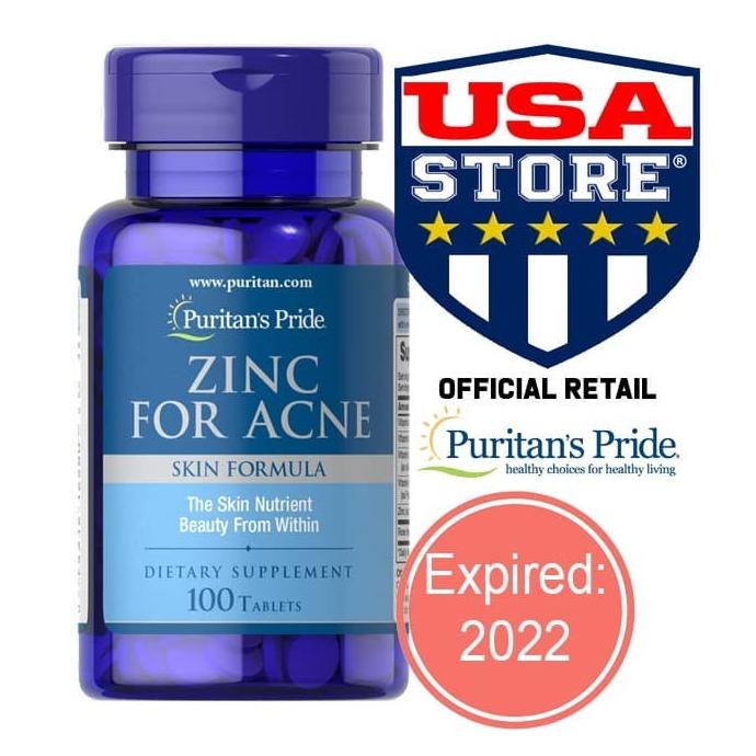 Jual PURITAN ZINC FOR ACNE 100 TABLETS PURITAN'S PRIDE Vitamin