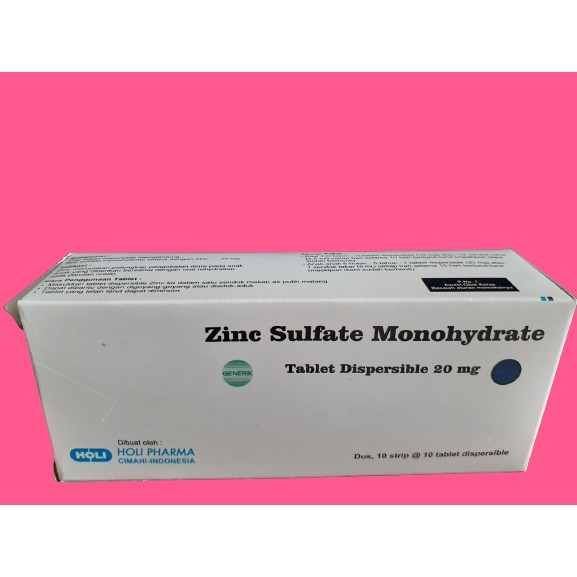 Jual ZINC SULFATE 20 MG MERK HOLI PER BOX Shopee Indonesia