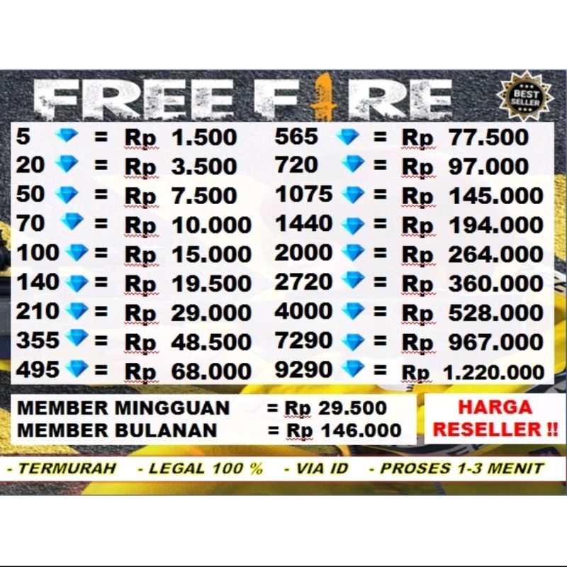 Jual #1 TOP UP DIAMOND FREE FIRE/FF/FREEFIRE TERMURAH.. TOP UP DM FF ...