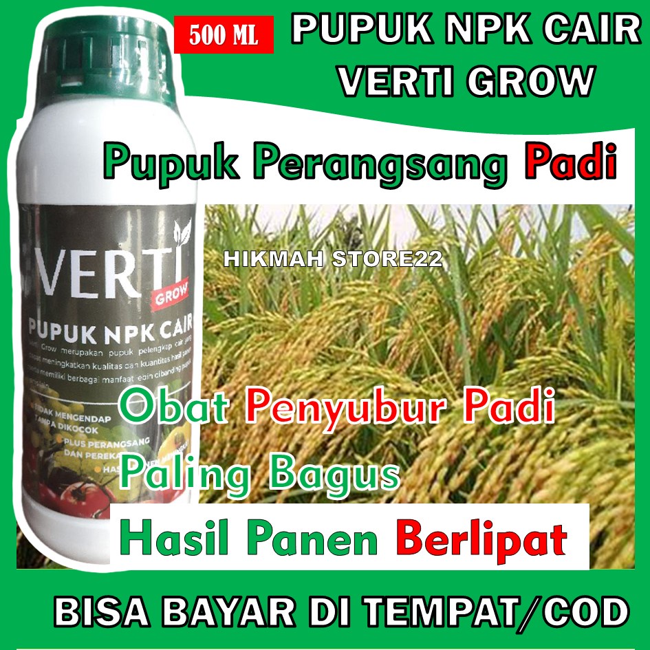 Jual Pupuk Npk Cair Verti Grow 500 Ml Pupuk Semprot Pelebat Tanaman Padi Pupuk Perangsang Pada