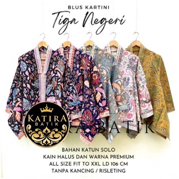 Jual BLOUSE KARTINI TIGA NEGERI BLOUSE BATIK JUMBO BLUS BATIK KATUN ...