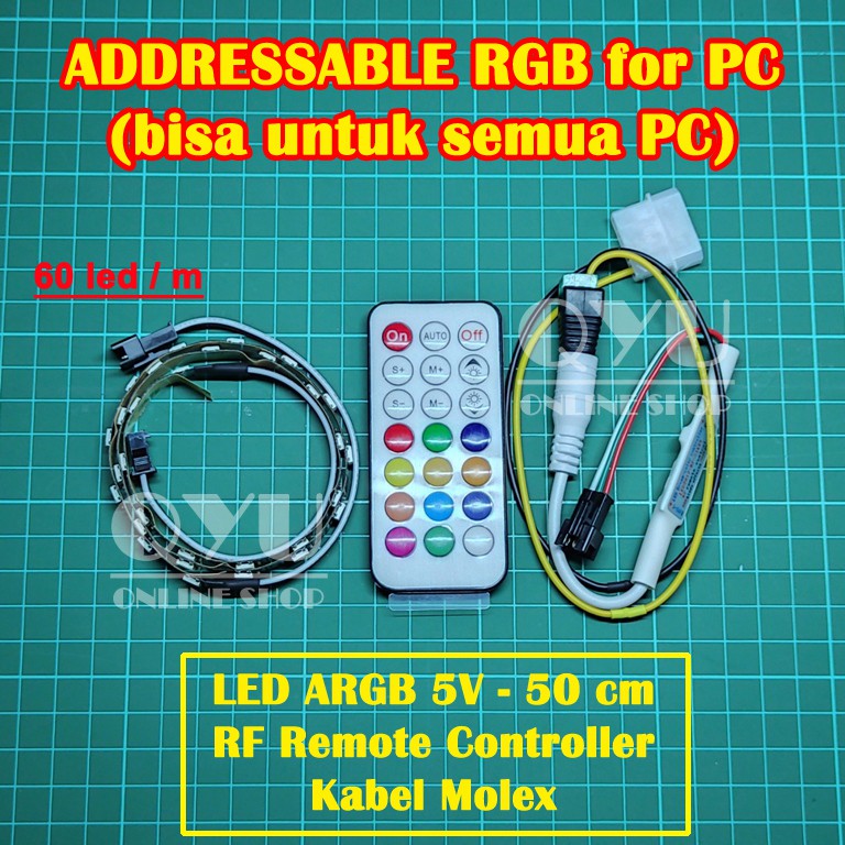 Jual LED Addressable RGB / ARGB 5v + Remote Control + Molex/USB ( Mod ...