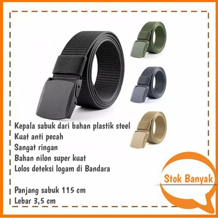 Rhodey Tali Ikat Pinggang Pria Anti Xray Plastik Canvas Non Metal Automatic  Buckle - Green Army