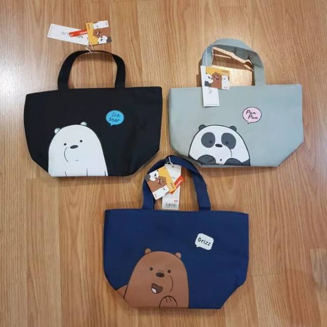 Jual Miniso We Bare Bear Lunch Bag Tas We Bare Bears Panda Grizzle Ice