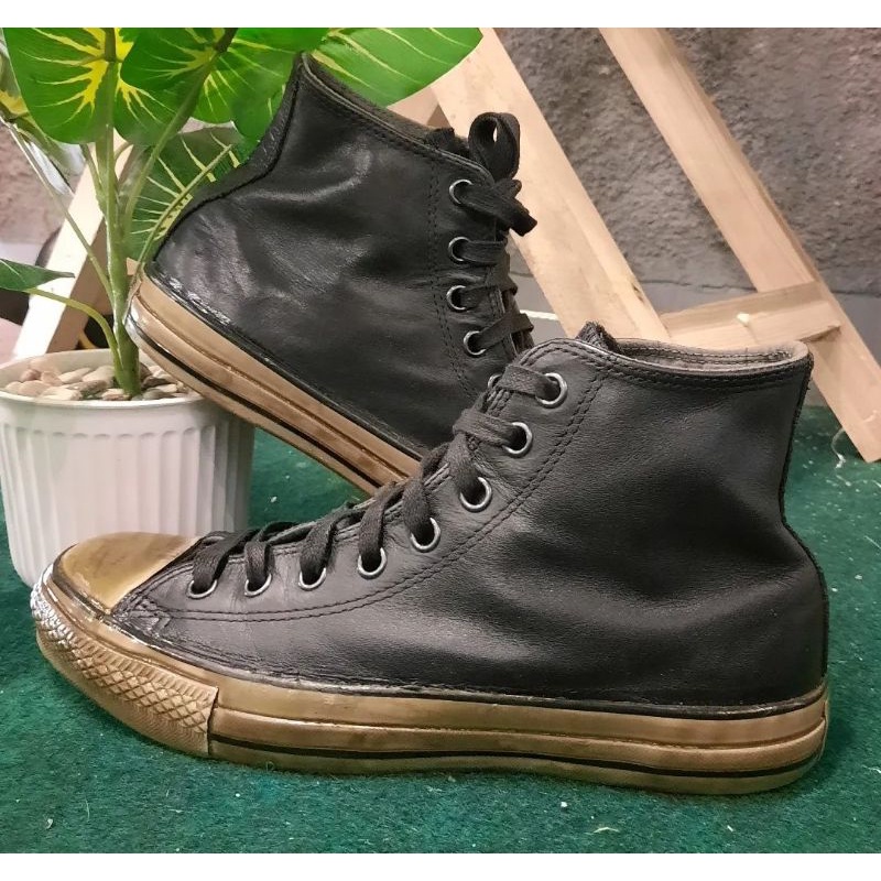 CONVERSE JOHN VARVATOS OIL DIPPED BLACK LEATHER SHOES SEPATU SNEAKERS KULIT