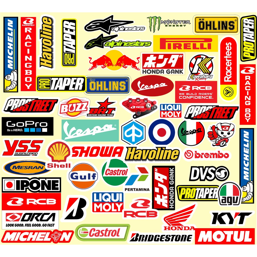 Jual Stiker Sticker Brand Paket isi 30 Distro vespaa Racing Cuting band ...