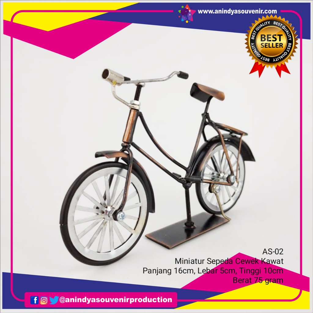 Jual Miniatur Sepeda Ontel Jawa Cewek Untuk Etalase Dan Dashboard Mobil