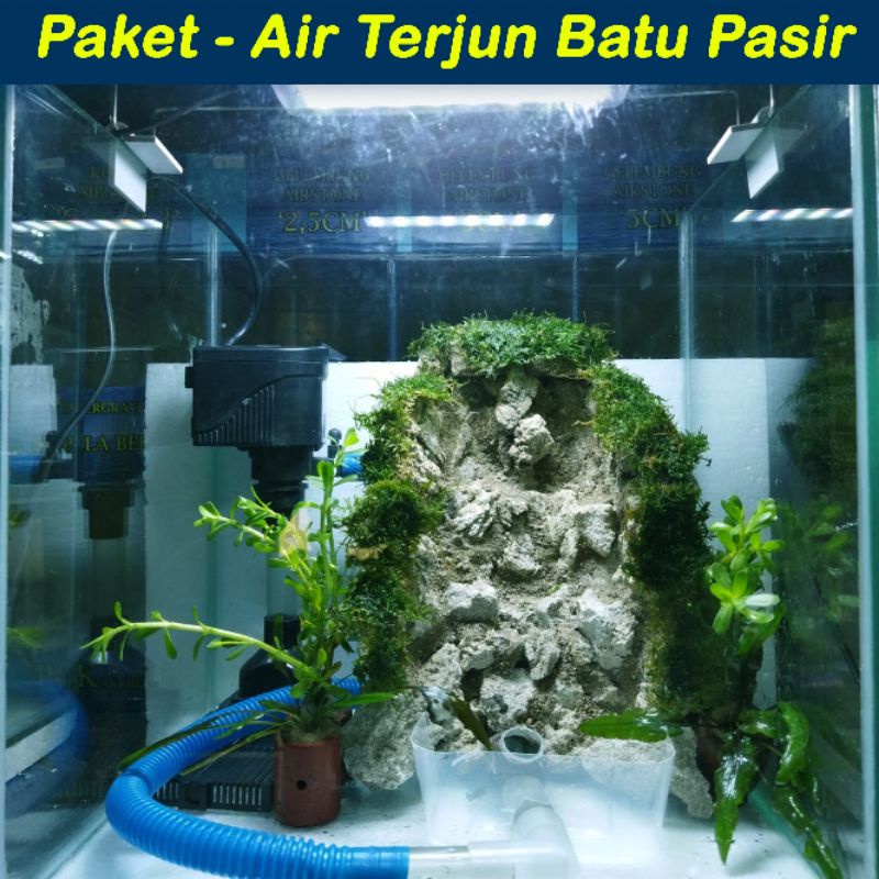 Jual Paket Waterfall Medium Tank Hiasan Tebing Air Terjun Aquascape Bahan Batu Kecil Kecil Sand