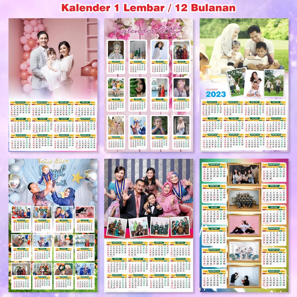 Jual KALENDER 2024 | KALENDER FOTO CUSTOM | 1 Lembar A3 | 12 Bulan ...