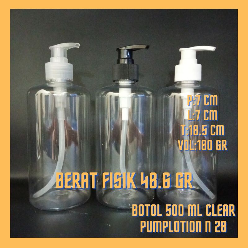 Jual BOTOL 500 ML CLEAR PUMP LOTION N 28 | Shopee Indonesia