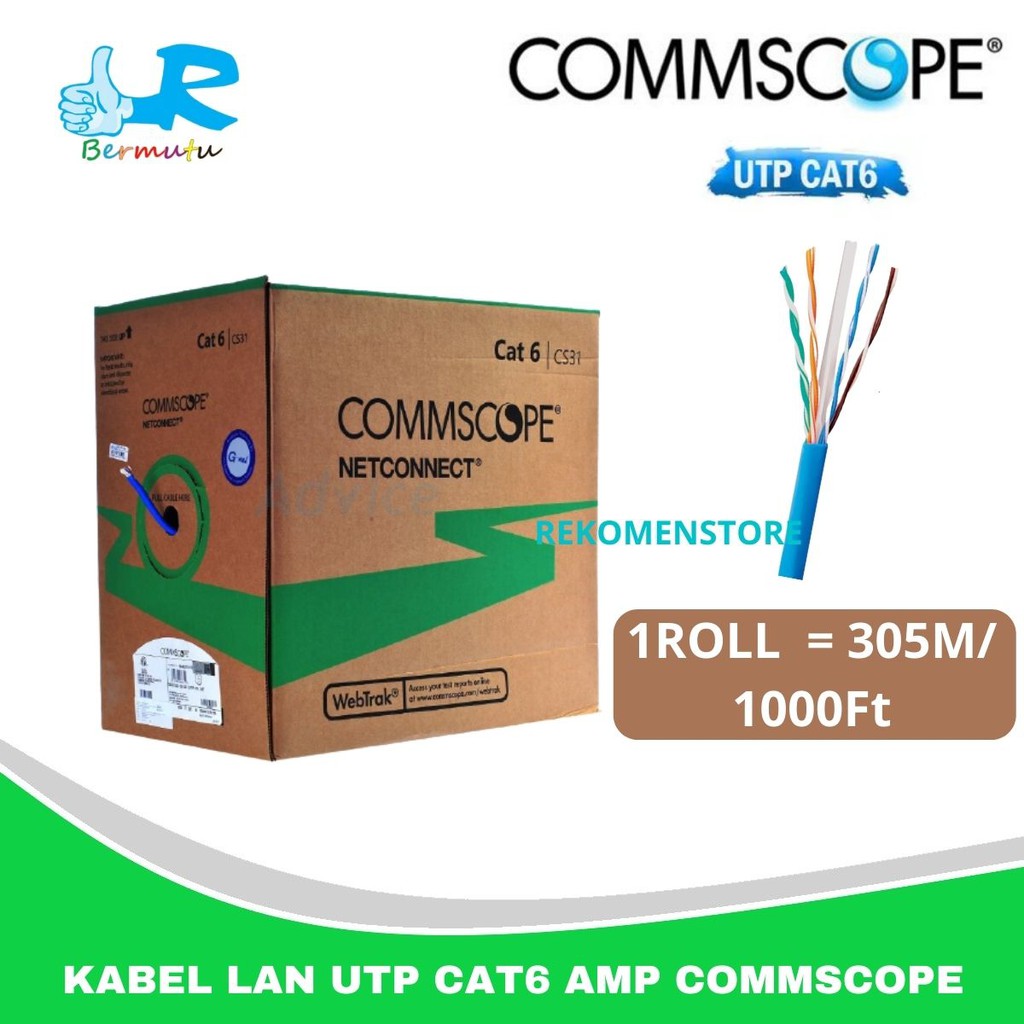 Jual AMP Kabel CAT6 / cat 6 TE Commscope Kabel UTP Data LAN 1ROLL 305M ...
