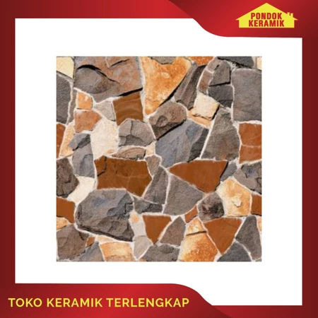 Keramik Lantai Signature 40x40 Riverstone Coffee / Keramik Motif Batu Alam