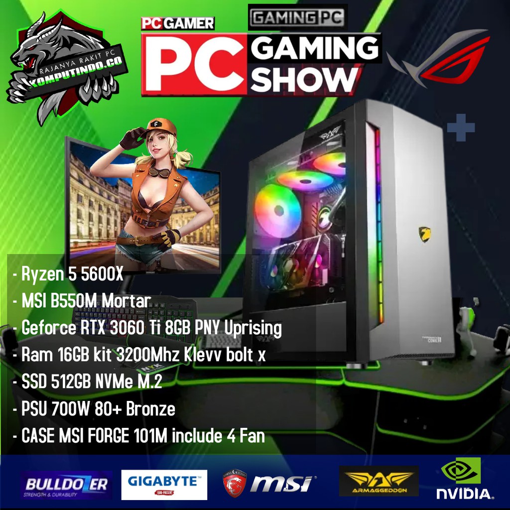 Jual Pc Gaming Fullset AMD Ryzen 5 5600X SSD 512GB VGA RTX 3060 siap ...
