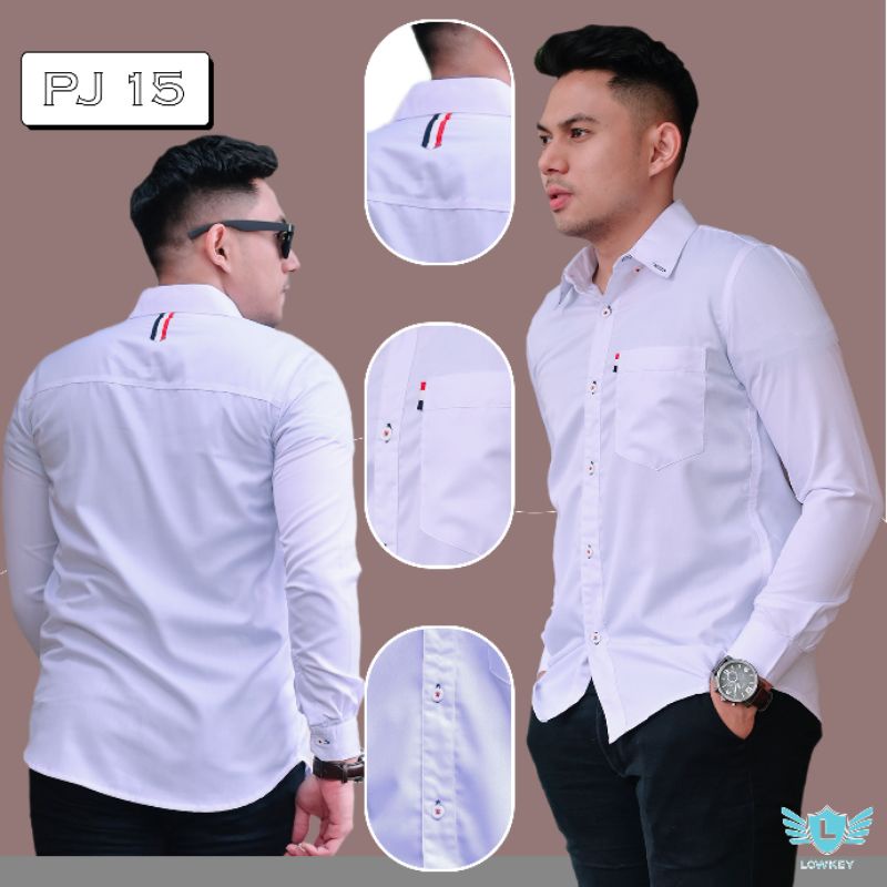 Jual Kemeja Putih Pria Lengan Panjang Slimfit Lowkey Premium Pj 15