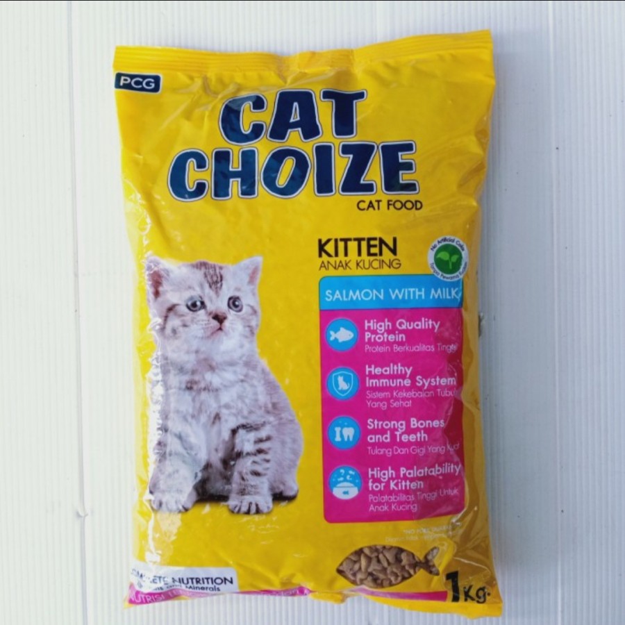 Jual Makanan Anak Kucing CAT CHOIZE KITTEN kiten SALMON 1 KG KUNING