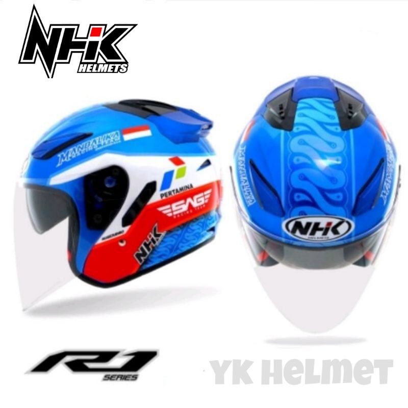 Jual Helm NHK R1 GP Edition MANDALIKA Blue MD / doble visor | Shopee ...