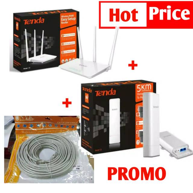 Jual PROMO PAKET Tenda 03(outdoor)+Tenda F3 300(indoor)+kabel lan (25m ...