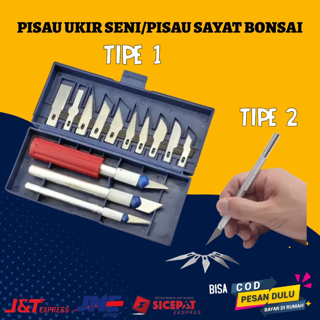 KNIFEZER Set Pisau Ukir Seni 13 in 1 Crafting Knife 3 Handle - A