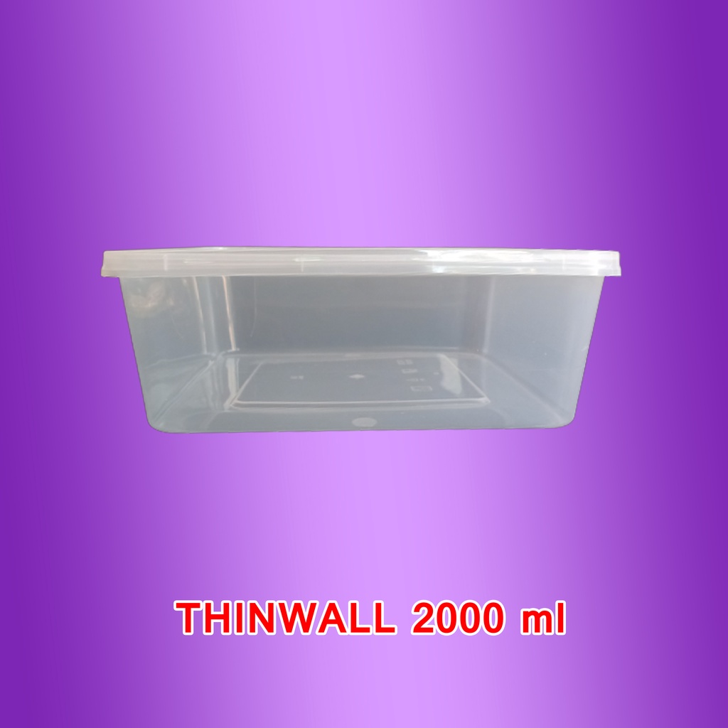 Jual Isi 25 Pcs Thinwall Food Container Microwafe Safe Sq 2000 Ml