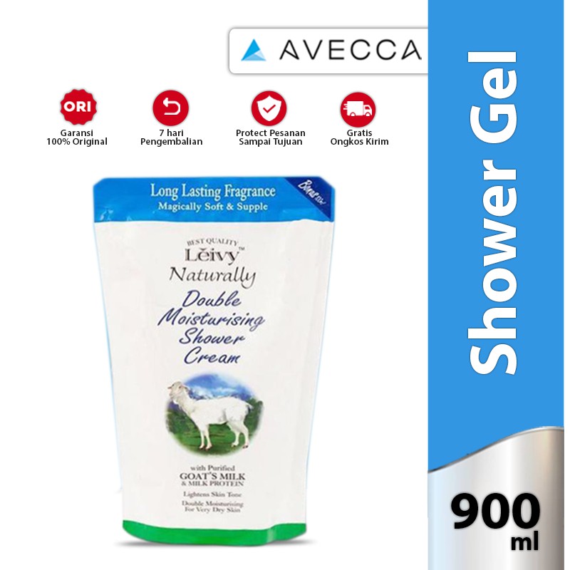 Jual Leivy Naturally Shower Cream Goat Milk 900ml Refill / Sabun Mandi