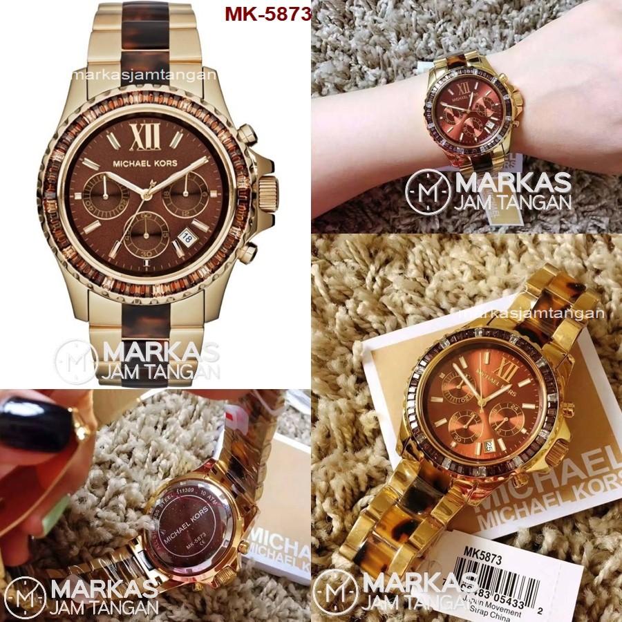 Jam Tangan Wanita Michael Kors MK5873 MK5874 Everest Chronograph S.Steel Ladies Watch ORIGINAL