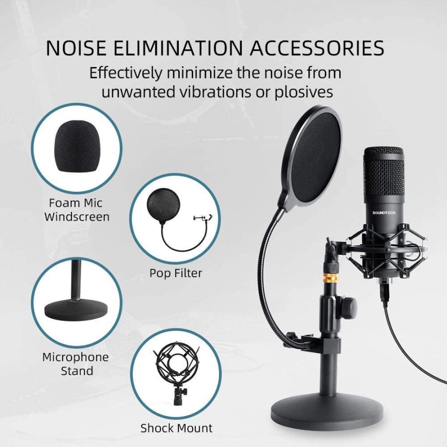Jual SOUNDTECH ST-800 USB Condenser Microphone 192kHz 24bit Plug & Play ...