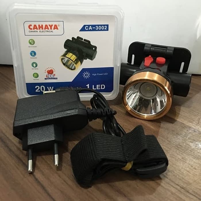 Jual Senter Kepala Cahaya Warna Kuning 20 Watt Head Lamp Baterai Diisi ...