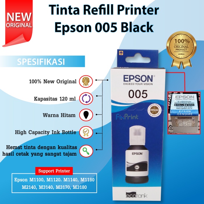 Jual Tinta Printer Epson 005 Original M1100 M1120 M1140 M1180 M2140 M3140 M3170 Ori 120ml 120 Ml 9305