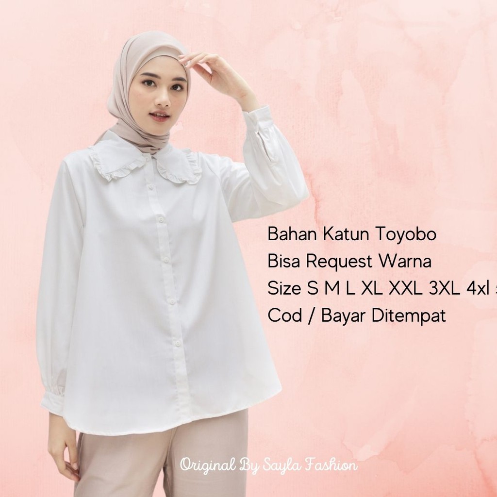 Jual Kemeja Wanita Putih Toyobo Premium / Atasan Basic Daily Look ...