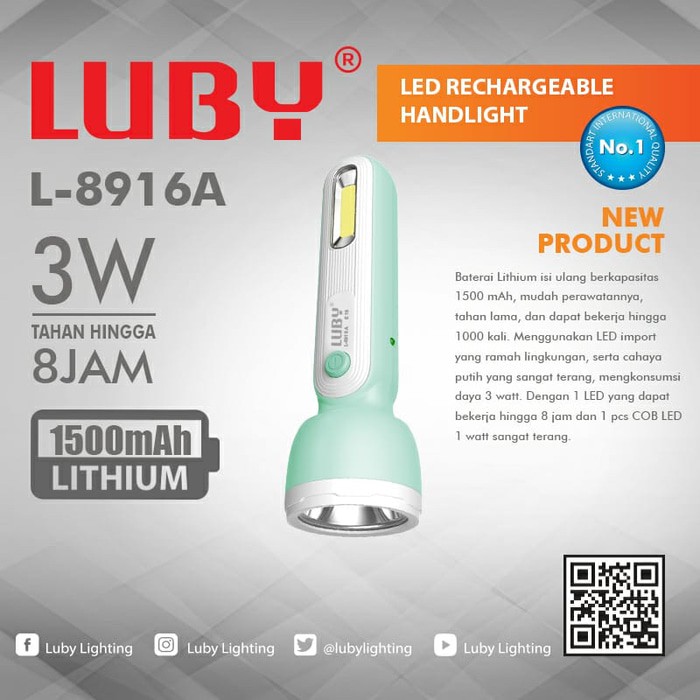 Jual Lampu Emergency Luby L-8916A - Senter Darurat LED Tangan LUBY L ...