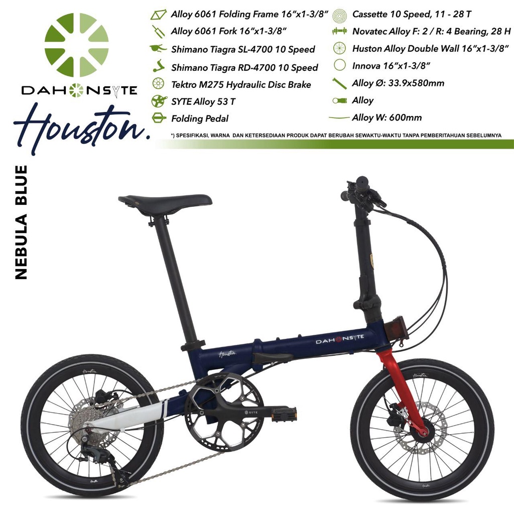 Jual SEPEDA LIPAT DAHON SYTE HOUSTON 16 Plus 16 x 1 3 8 1x10speed Folding Bike Shopee Indonesia